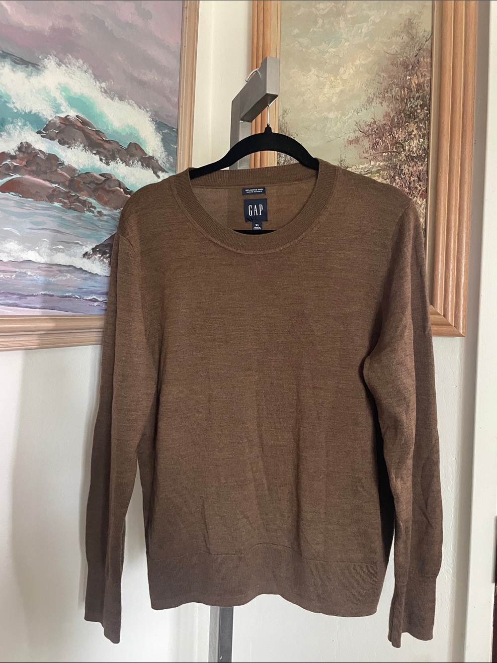 GAP Men's Crewneck Sweater in Brown Heather